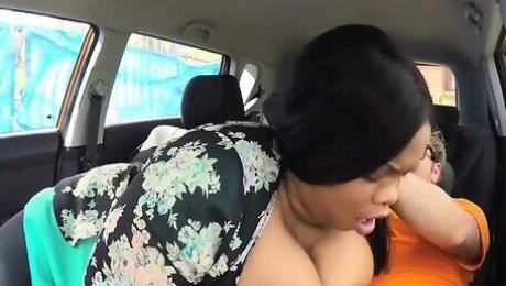 Ebony BBW Busty Cookie Screws Driving Instructor