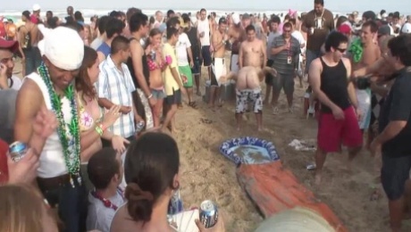 Drunk Party Girls in Sexy Bikinis at the Beach