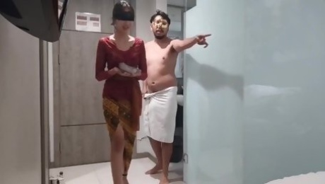 Charming Slim Petite Asian Maid Lets a Horny Hotel Guest Enjoy Her Hairy Tight Pussy In Full