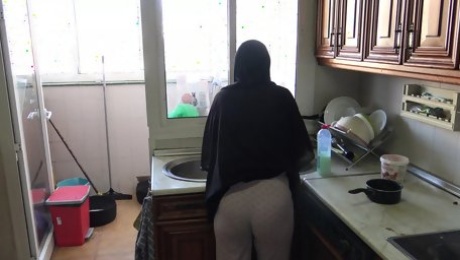 german grandpa fucks his submissive arab maid in the kitchen