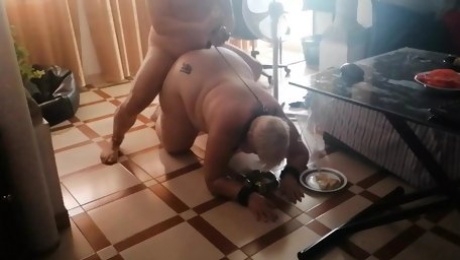 My BBW pig slut at the floor