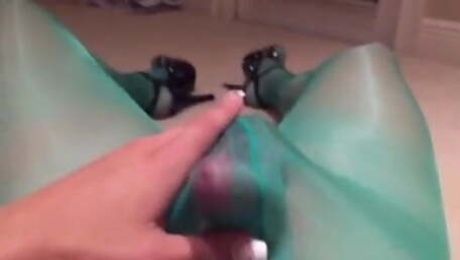 Bella Green Pantyhose Cum