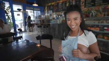 The Cafe Waitress Gets Creampied in POV