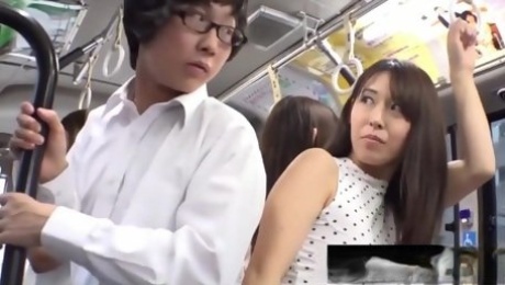 Slutty Japanese Coeds On The Bus - public sex